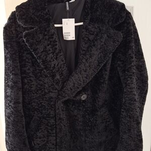 H&M Plush Black Pea Coat